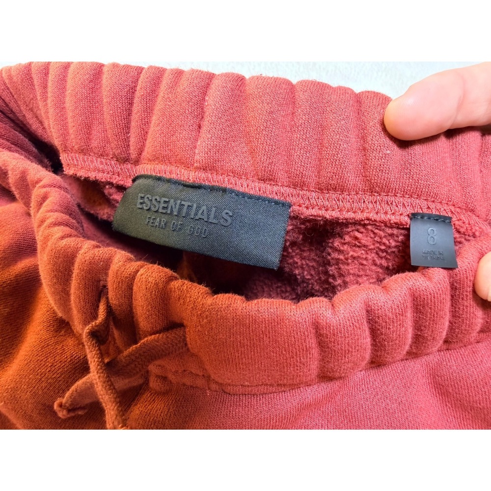Fear of God Essentials Sweatpants Kids 8 Crimson Red University Logo Joggers - Picture 7 of 12